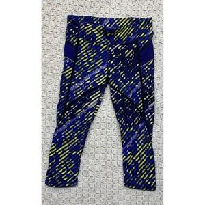 Athleta Radical Stride Relay Capri Leggings Pants‎ Womens Sz S Blue Lima Workout